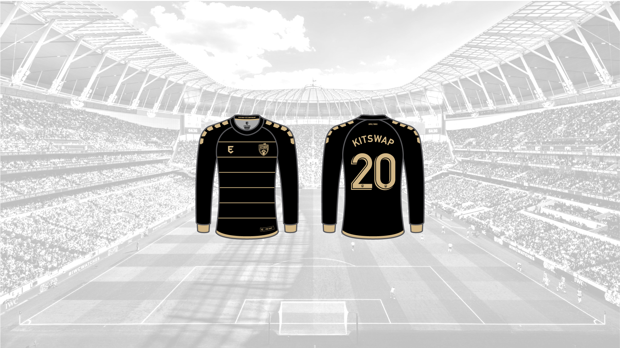 KitSwap 10th Anniversary black custom long-sleeved soccer jersey design